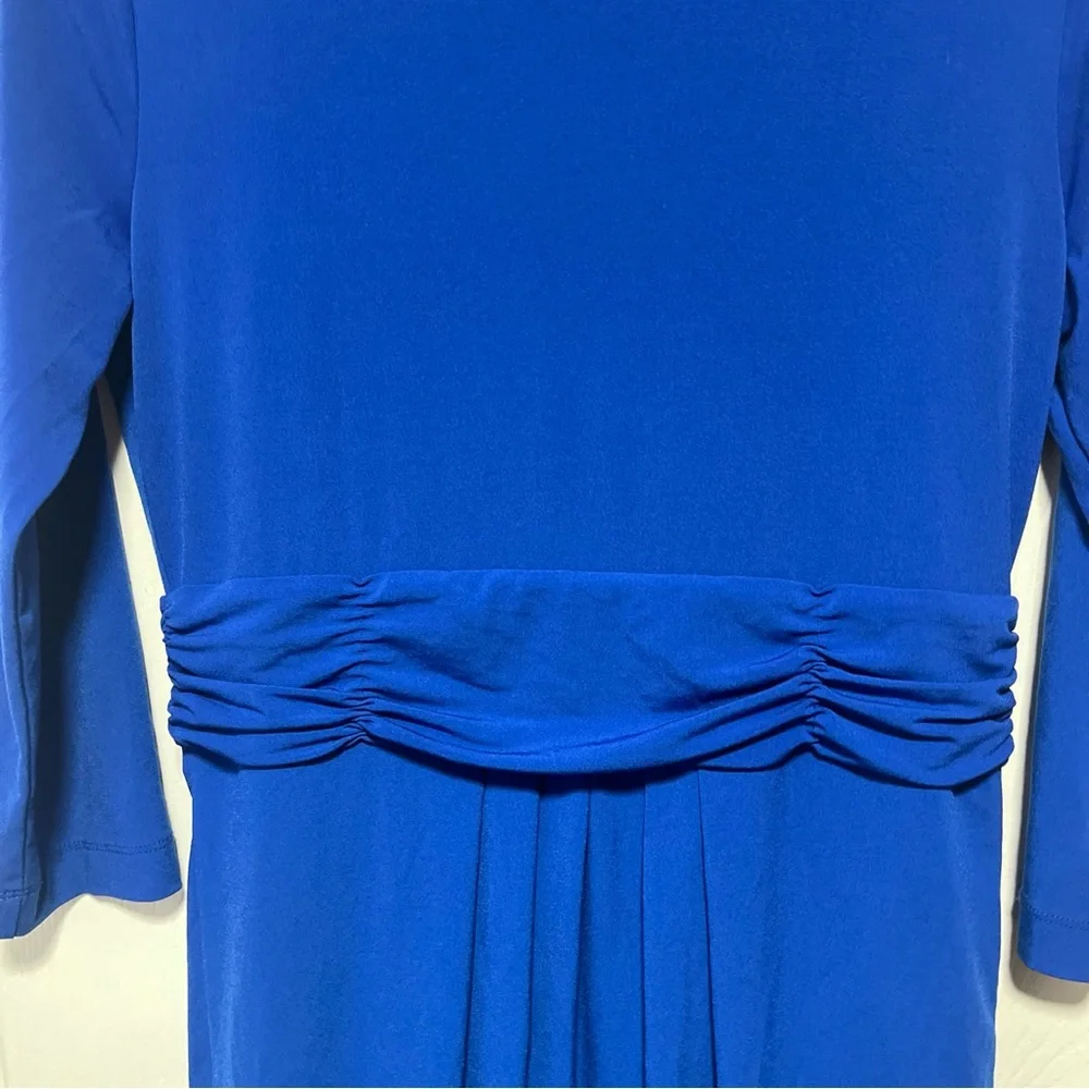 Chadwicks Classic Blue Mid Length Sleeved Criss Cross Dress Sz 8 - Picture 6 of 8